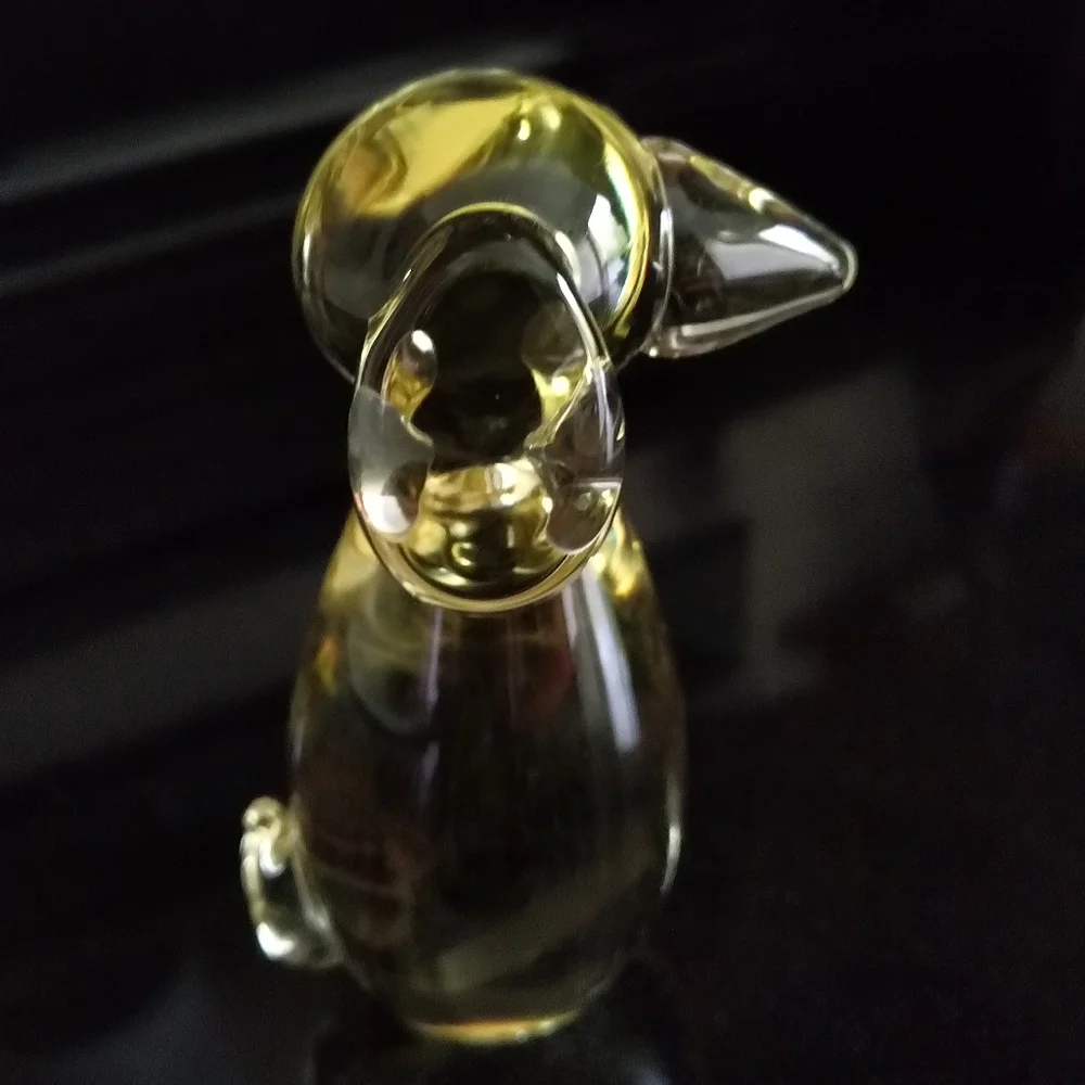 Vintage Miloslav Janku Czech Art Glass Dog Figurine Paperweight Citrine 4" - Picture 4 of 5